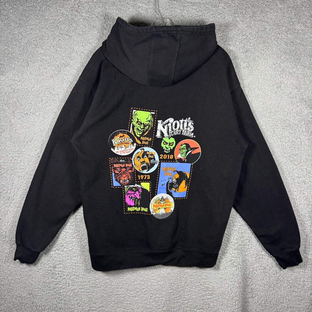 Knotts Scary Farm Halloween Haunt Black Zip Hoodie Large AMS H13102 2018 Graphic